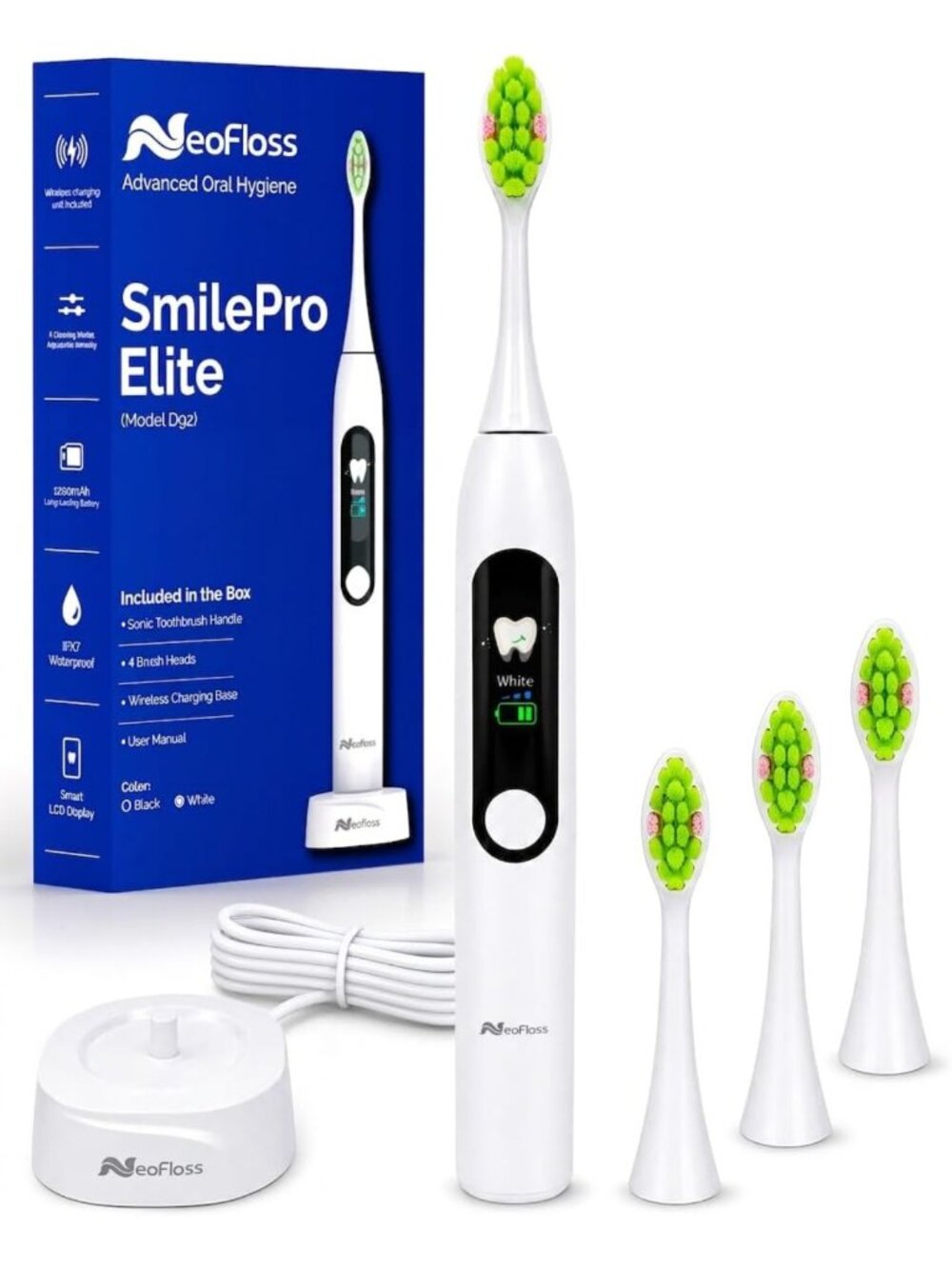 Rechargeable Sonic Electric Toothbrush - Whitening, 5 Modes, Travel Case